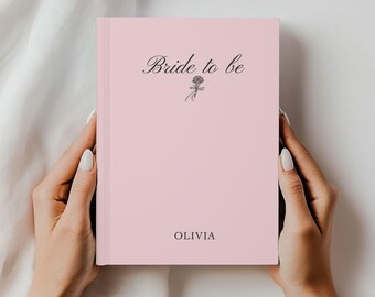 Custom Wedding Notebook for Bride Personalized Engagement Journal Gift, Hardcover Bridal Shower Keepsake with Name & Date from Bridal Party