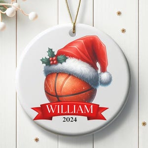 Personalized Basketball Ornament, Basketball Christmas Ornament, 2024 Basketball Decoration, Gift for her Idea, Sports Gift for him
