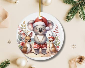 Koala kangaroo and Wallaby Christmas Ornament Ceramic Decoration Australian Holiday Ornament Beach Lover Decoration Cute Animal Lover Gift