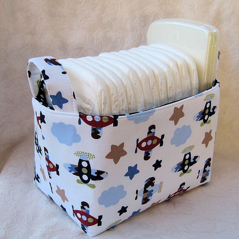 Winnie the Pooh Eeyore Tigger Park Toile Fabric Diaper Caddy Basket Bin Set of 2 image 7