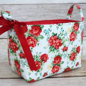 Vintage Floral The Pioneer Woman Fabric Flowers - Diaper Caddy Nursery Bin Storage Basket - Baby Room