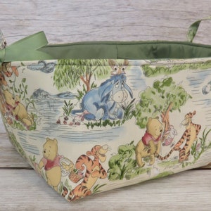 Winnie the Pooh Eeyore Tigger in the Park Toile  - XLarge Diaper Caddy - Organizer Bin Basket  2 Dividers - Nursery Decor