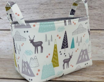 Storage and Organization - Woodland Deer Mountain Hills - Fabric Organizer Bin Storage Container Basket Nursery Decor Baby Room Decor