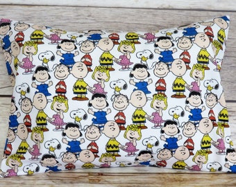 Peanuts and Gang fabric - Toddler/Kid/Travel Size Pillowcase and Pillow Insert – 16 in x 12 in