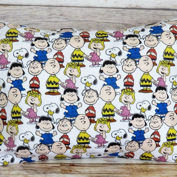 Peanuts and Gang fabric - Toddler/Kid/Travel Size Pillowcase and Pillow Insert – 16 in x 12 in