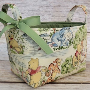 Winnie the Pooh Eeyore Tigger Park Toile Fabric Diaper Caddy Basket Bin Set of 2 image 3