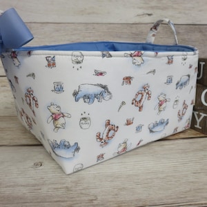 Winnie the Pooh & Friends Classic Cotton Fabric - XLarge Diaper Caddy - Organizer Bin Basket  2 Dividers - Nursery Decor