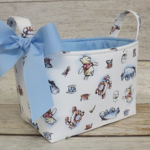 Winnie the Pooh & Friends Classic Cotton Fabric -  Diaper Caddy Basket Bin - Nursery Room Baby Decor