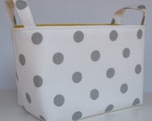 Rangement et organisation - tissu panier contenant Bin - blanc à pois gris