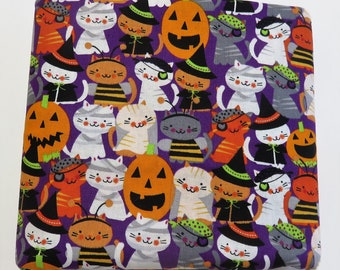 Cute Cats Kitties in Costumes and Pumpkins Halloween Fabric - Out of Print OOP - Sold by the Half Yard
