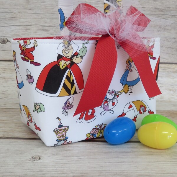 Alice in Wonderland Group Pack on White Fabric - Easter Egg Hunting Candy Bag Basket Bucket - Personalized Name Tag Applique Available