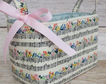 Garden Party Bramble Music Notes Cream by Cotton + Steel Rifle Paper Co. - Bin Container Basket