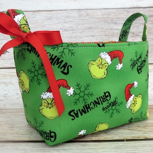 Christmas Fabric - Merry Holiday Xmas Fabric Organizer Bin Basket