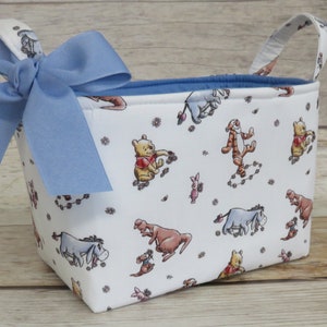 Winnie the Pooh & Friends Sketch Cotton Fabric -  Diaper Caddy Basket Bin - Nursery Room Baby Decor