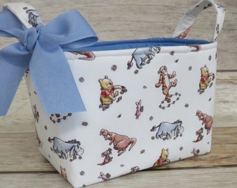 Winnie the Pooh & Friends Sketch Cotton Fabric -  Diaper Caddy Basket Bin - Nursery Room Baby Decor