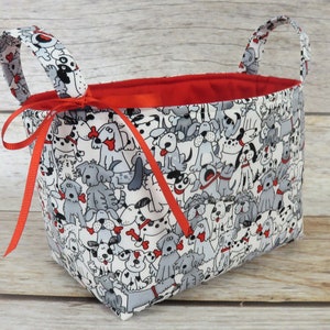 Fabric Organizer Bin Container Basket - Fun Dogs Puppies Fabric -  Room Decor