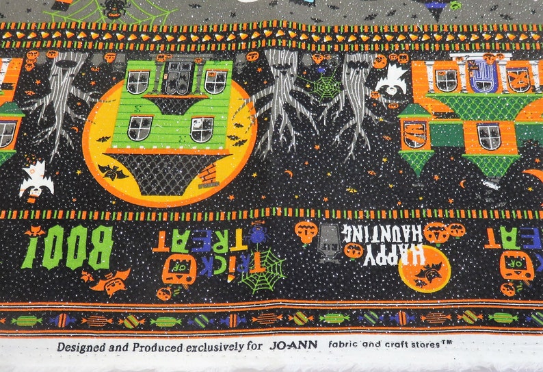 Halloween Happy Haunting Trick Treat Ghosts Witches Boo Fabric Out of Print OOP Sold by the Half Yard image 3