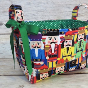 Multi Color Nutcrackers - Christmas Xmas Holiday Fabric - Organizer Container Bin Basket - Room Decor