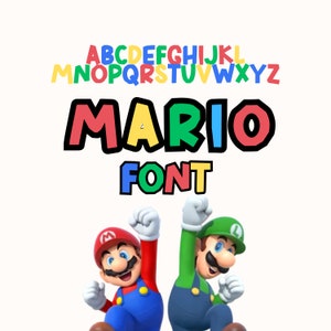 Super Mario Schrift Bundle Einladung Schrift, Mario Alphabet Zahlen, Cricut Schrift, canva TTF Schrift Kinder Geburtstagsparty Handwerk Schrift Prinzessin Peach