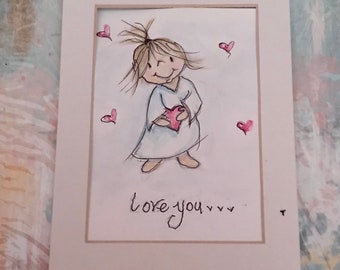 Love You, Sweet Angel watercolor 5x7