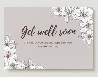 Editable Get Well Card, Roses Card, Get Well Soon Card, Personalised Card, Get well Soon Mum Instant Download