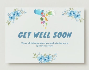 Editable Get Well Card, Roses Card, Get Well Soon Card, Personalised Card, Get well Soon Mum Instant Download