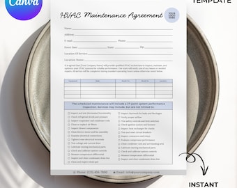 Plantilla de contrato de mantenimiento de sistemas de climatización (HVAC), contrato comercial de HVAC (Canva)