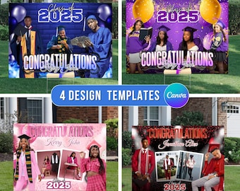 Editable Graduation Yard Sign Bundle, Class of 2025 (Canva)