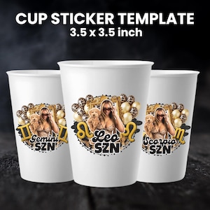 Styrofoam Cup Sticker Template, Custom Party Cup Digital, Customizable Styrofoam Cup Canva Template, Editable Party Cup Template