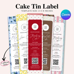 Mini Cake Tin Label, Editable Bakery Label, DIY Bakery Label, Small Bakery Business Packaging, Printable Bakery Label, Canva Template