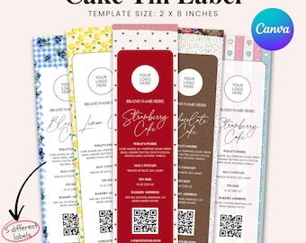Mini Cake Tin Label, Editable Bakery Label, DIY Bakery Label, Small ...