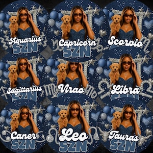 All Zodiac Signs Stickers Bundle, Styrofoam Cup Sticker, T-Shirt Designs, Horoscope Sublimation Design Canva Editable Template, Instant