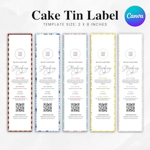 Mini Cake Tin Label, Editable Bakery Label, DIY Bakery Label, Small Bakery Business Packaging, Printable Bakery Label, Canva Template