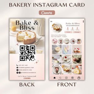 2025 Instagram Business Card, IG Business Card, Bakery Instagram Business Card, QR code Business Card, Instagram Business Cards