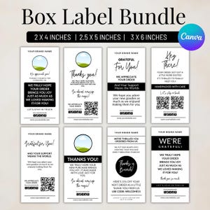 Lot d'étiquettes modifiables pour boîte, Stickers boîte moderne pour petite entreprise, Sticker imprimable pour colis, Sticker Merci pour entreprise, Modèle sur toile