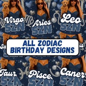 All Zodiac Birthday Designs Bundle, Styrofoam Cup Sticker, T-Shirt Designs, Horoscope Sublimation Design Canva Editable Template, Instant