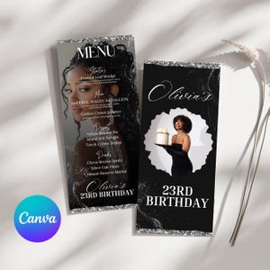 Editable Birthday Picture Menu, Full Picture Menu and Drink Card, Event Menu Template, Birthday Dinner Table Menu, Canva Template