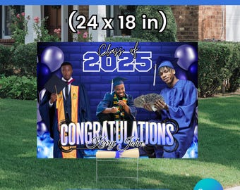 Graduation Yard Sign Bundle, 4 Editable Graduate Yard Signs, Canva Grad Party Decor,Class of 2025 Sign, Grad Sign,Grad Party Yard Signs