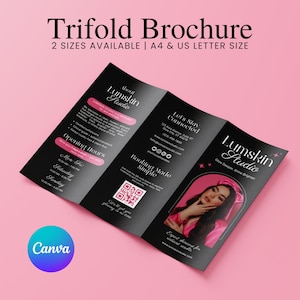 Esthetician Trifold Brochure, Salon Beauty Brochure Template, Minimalist Esthetician Brochure, Skincare Business Brochure, Canva Template