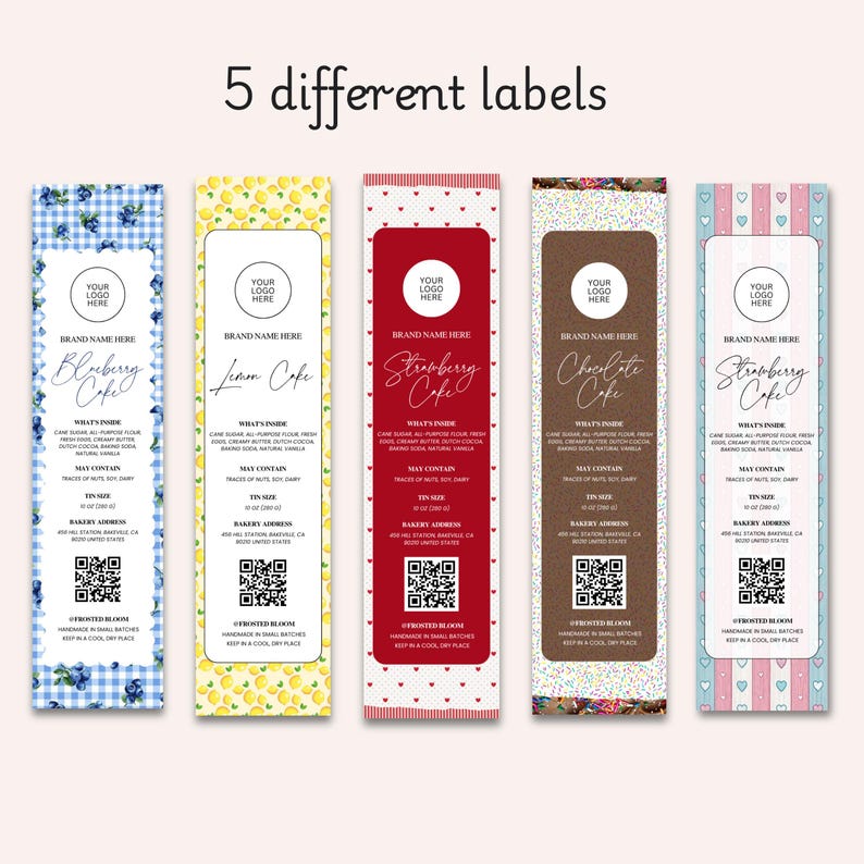 Mini Cake Tin Label, Editable Bakery Label, DIY Bakery Label, Small ...