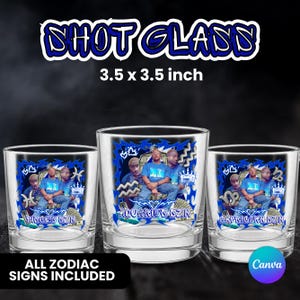 Shot Glass Sticker Template, Blue Men Birthday Shot Glass Sticker Design, Customizable Shot Glass Cup Design, Shot Glass Sticker Template
