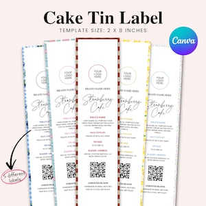 Mini Cake Tin Label, Editable Bakery Label, DIY Bakery Label, Small Bakery Business Packaging, Printable Bakery Label, Canva Template