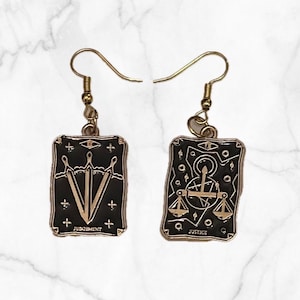 tarot card dangle earrings-gold and black