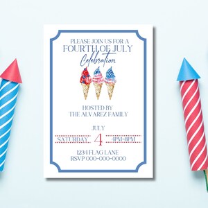 4th of July Invite- Digital Download, Editable, Printable Template, Patriotic, USA, Merica, BBQ, Cookout, Patriotic, Ice Cream, Pool Party