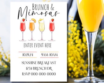 Download digitale istantaneo - Invito al brunch, Mimose, Addio al nubilato, Brunch di compleanno, Brunch nuziale, Festa della mamma, Colazione, Estate
