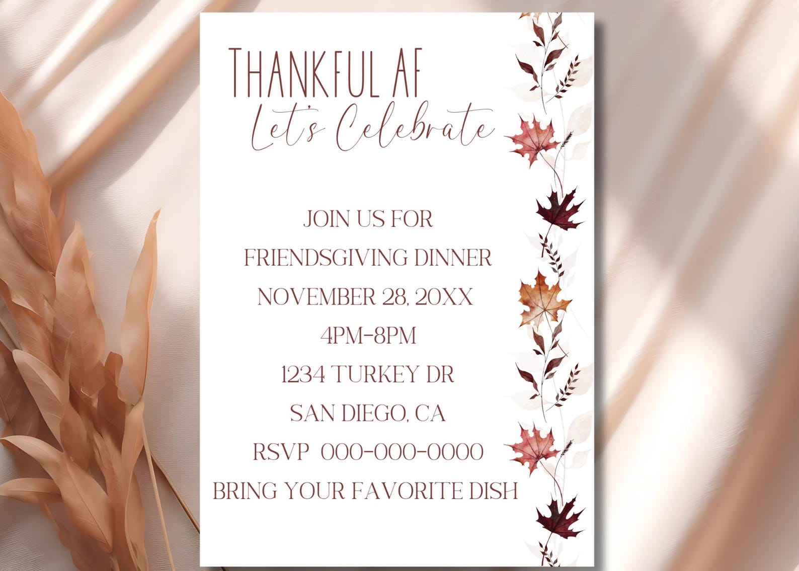 Friendsgiving Invitation - Printable Thanksgiving Invitations - Holiday ...