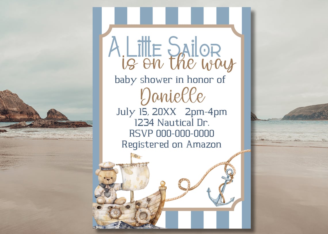 Nautical Baby Shower Invitation - Instant Digital Download, Editable