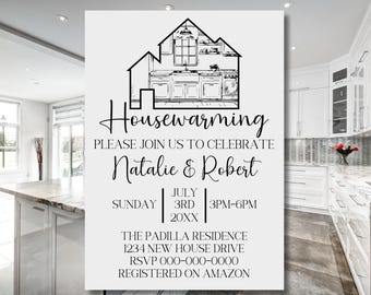 Invito alla festa di inaugurazione della casa - Modello stampabile modificabile - Download digitale istantaneo - Per nuova casa, condominio, appartamento o residenza cittadina