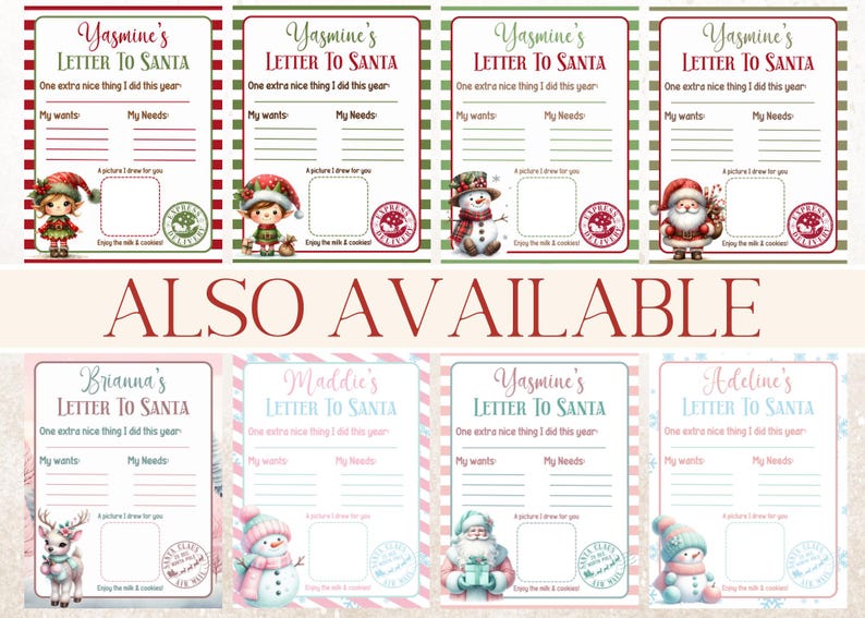 Christmas List Template - Printable Christmas Wish List, Santa Letter ...