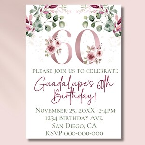 Instant Digital Download- 60th Birthday Invitation, 60th Wedding Anniversary, 60th Birthday Theme, Surprise 60th Birthday Party, Grandparent
